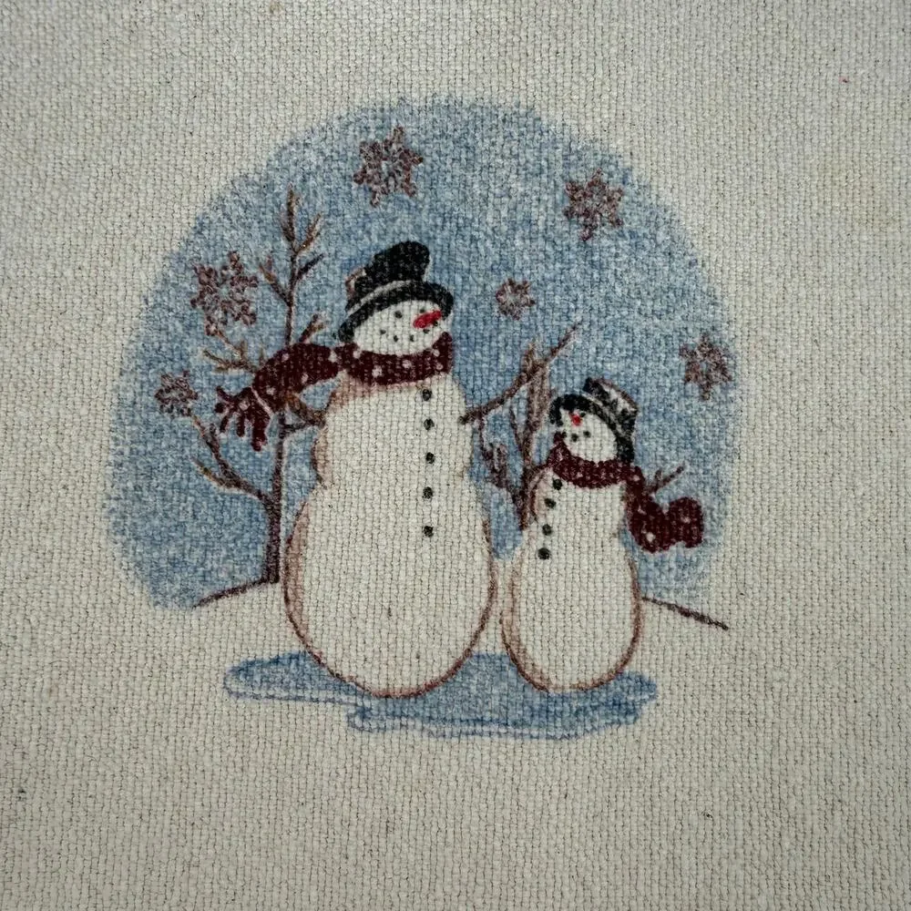 VTG Tapestry Christmas Placemats Set 8 Snowman Family Table Linen Set Homespun
